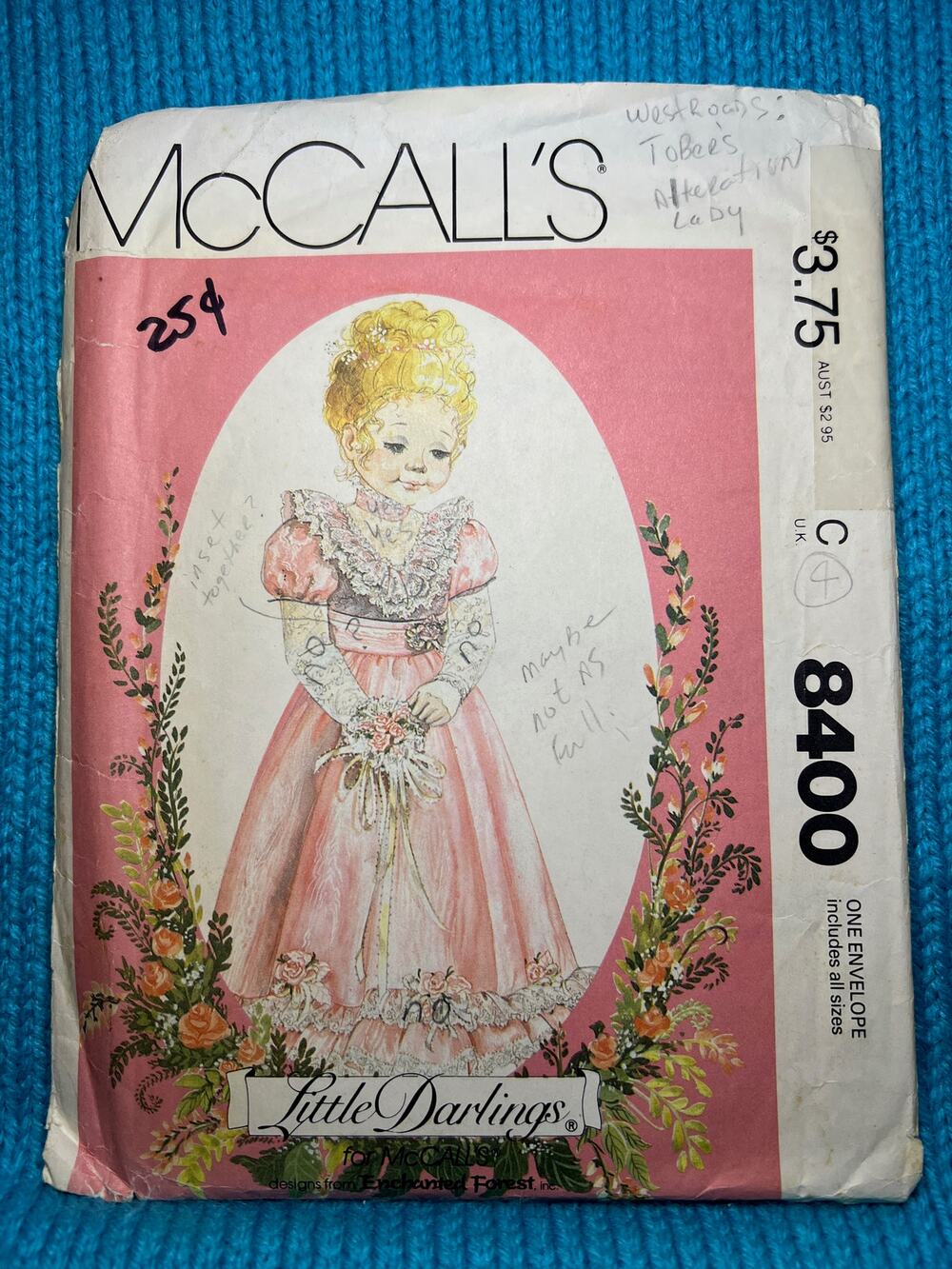 McCalls 8400 Sewing pattern girls dress puff sleeve size 4